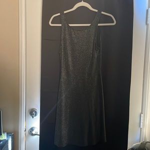 Black shimmer dress deep v back